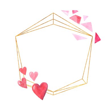 Suluboya geometrik altın çerçeve