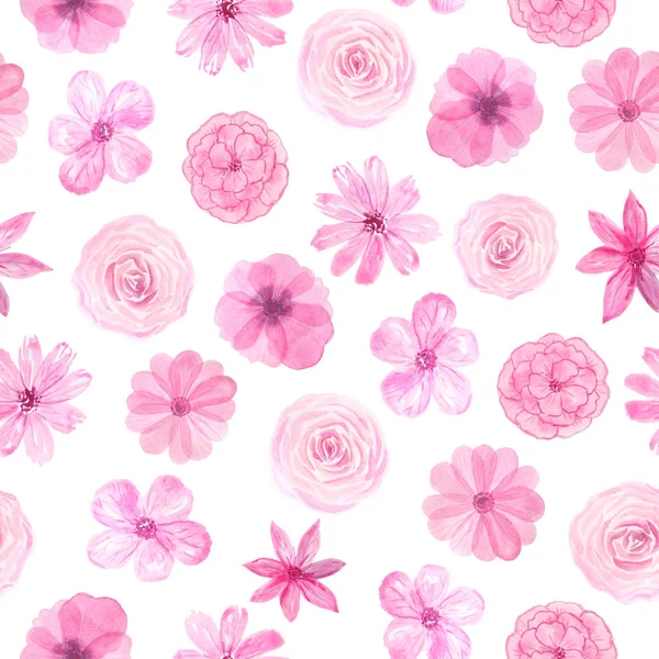 수채화 장미와 완벽 한 패턴 — 스톡 사진