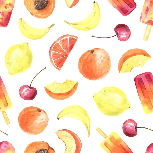 Seamless pattern with watercolor fruits — Stock Photo, Image