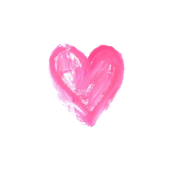 Corazón acrílico pintado a mano de color rosa brillante —  Fotos de Stock
