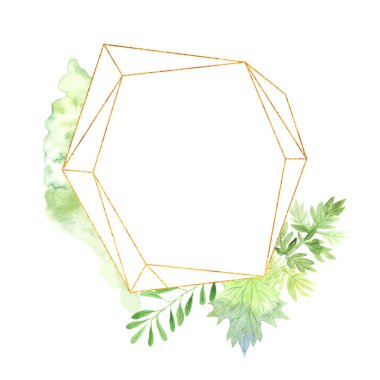 Suluboya çiçek geometrik çerçeve