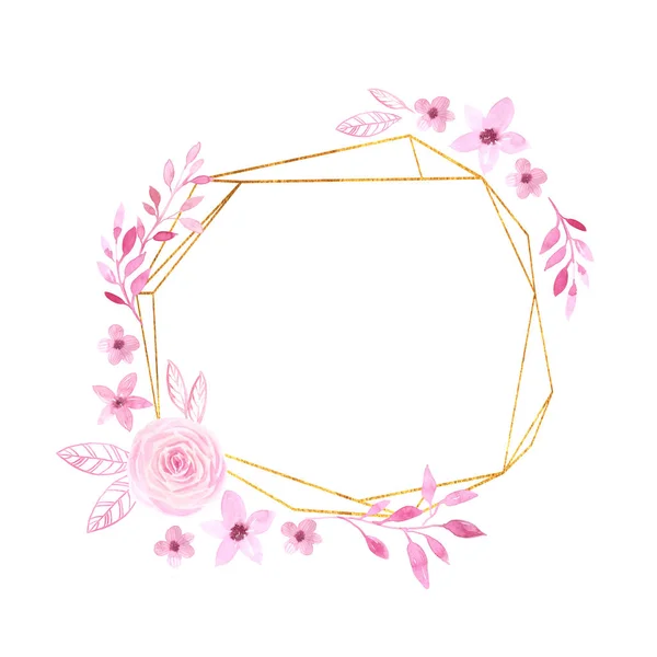Акварельная цветочная геометрическая рамка — стоковое фото