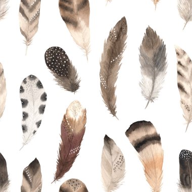 Suluboya tüyler ile Seamless Modeli