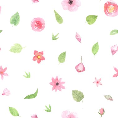 Suluboya çiçekli kusursuz desen