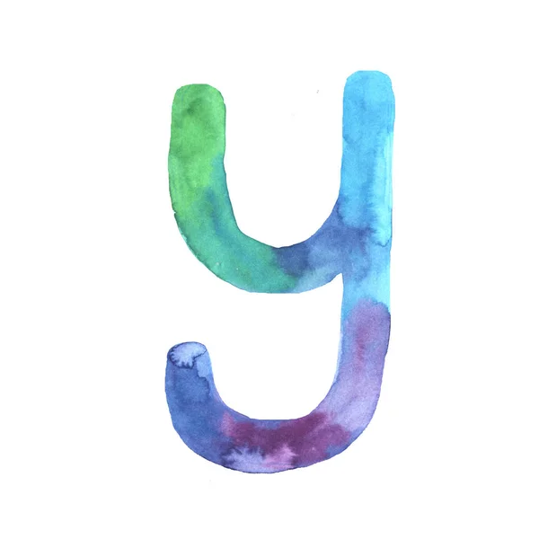 Watercolor hand painted cute letter Y — Stock Photo, Image