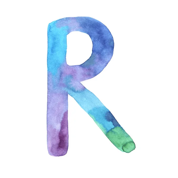 Watercolor hand painted cute letter R — Stock Photo, Image
