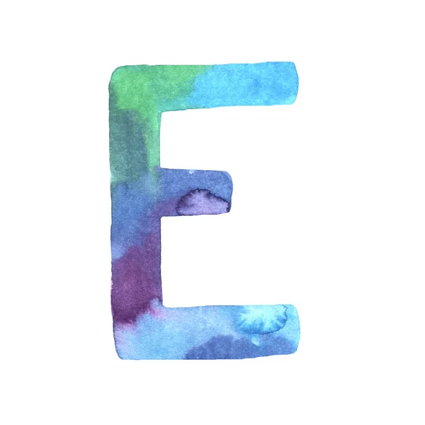 Acuarela pintada a mano letra linda E — Foto de Stock