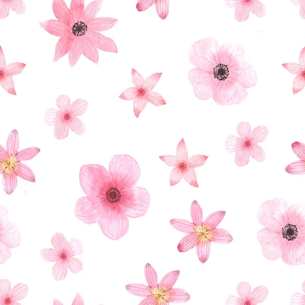 Seamless pattern with watercolor flowers — Stock Photo, Image