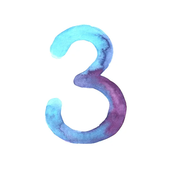 Hand painted watercolor number — 스톡 사진