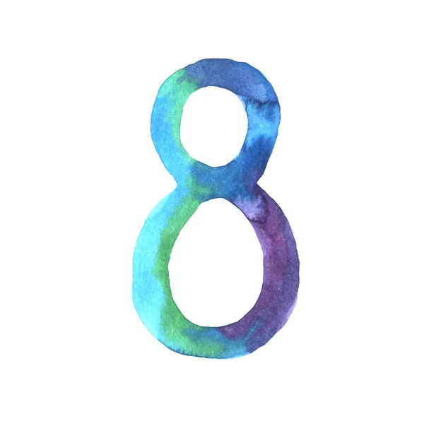 Hand painted watercolor number — Stock Photo, Image