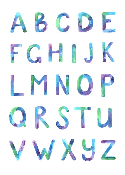 Watercolor hand painted cute latin alphabet — 图库照片