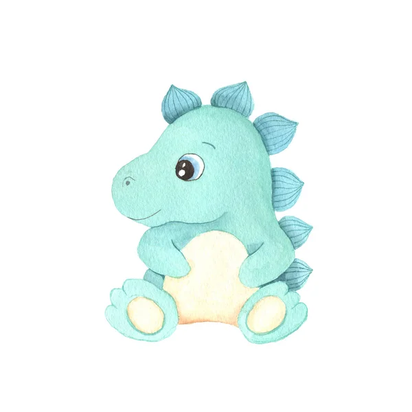 Watercolor cute little dinosaur
