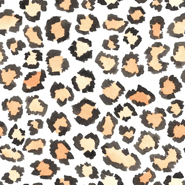 Watercolor seamless pattern with leopard skin — 스톡 사진