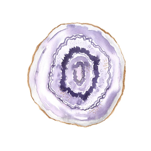 Bright hand painted watercolor agate slice — Stock Photo, Image