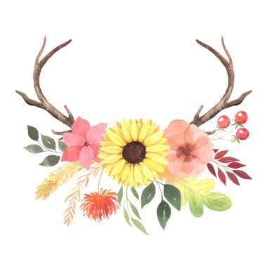 Yaprakları, dalları ve bitkileri olan suluboya sonbahar çerçevesi. Dekoratif boş çelenk, elle çizilmiş sonbahar ormanı. Şükran Günü kartı yapmak ve düğün davetiyesi hazırlamak için biçilmiş kaftan.