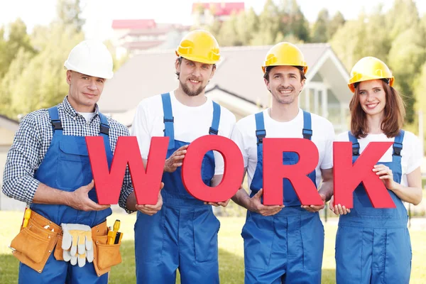 Arbeiders met woord werk — Stockfoto