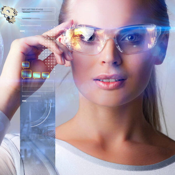 Woman in futuristic glasses