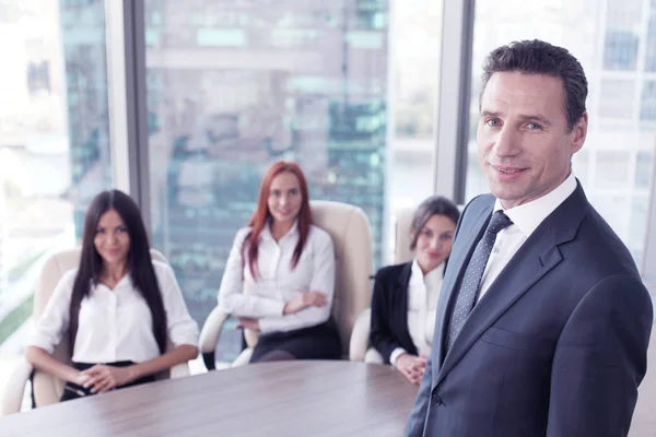 Portrait of business man and team — Stock Photo, Image