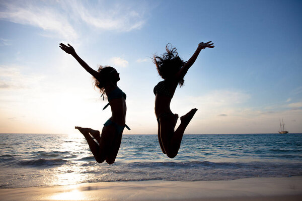 Happy young people on beach