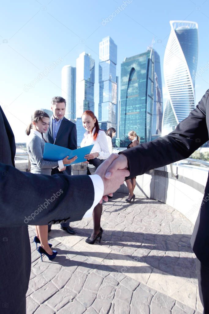 Business people meeting outdoors