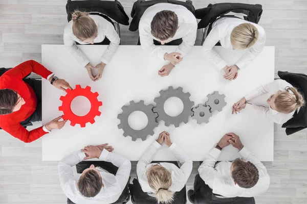 Business Problemlösung Mechanismus Des Geschäfts Teamwork Konzept Business Team Sitzt — Stockfoto