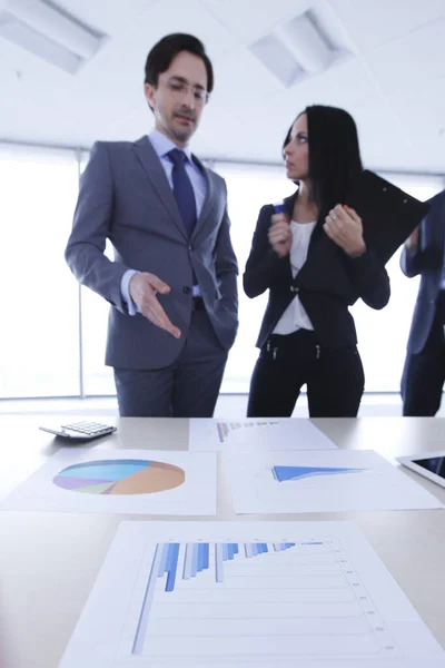 Business People Discussing Financial Reports Office Table — Stock Photo, Image