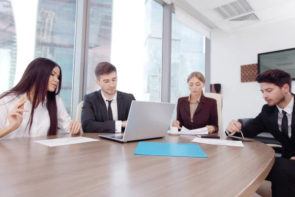 Business Meeting Modern Office People Discuss Documents — Stock Photo, Image