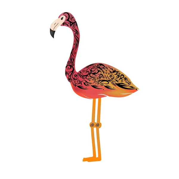 La imagen de un flamenco de color, un vector de aves con un patrón, un animal exótico de lado — Archivo Imágenes Vectoriales