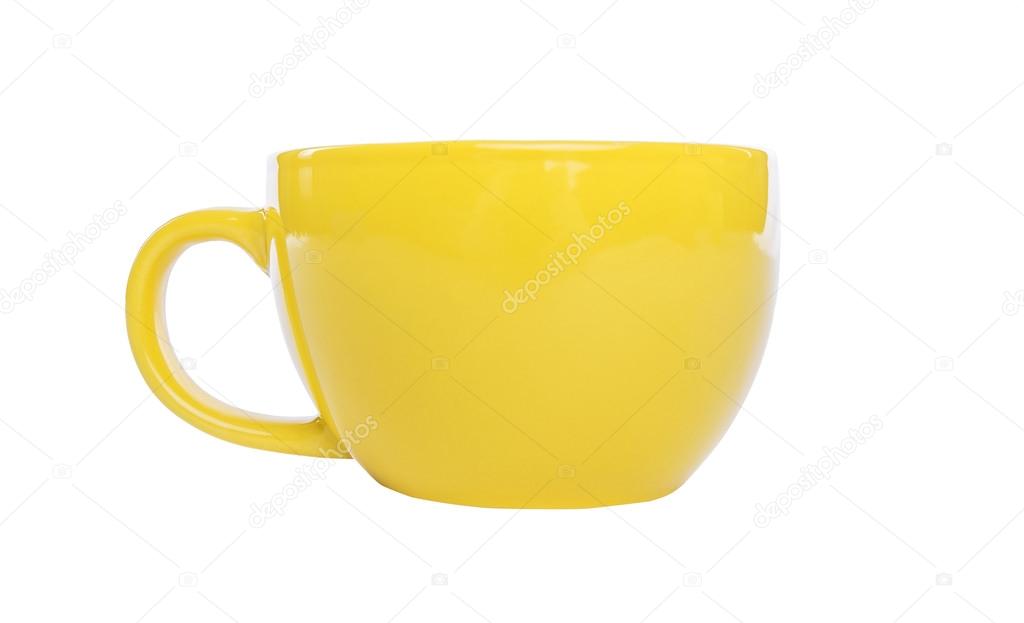 Yellow cup isolated.