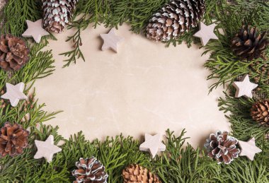 Bir Noel natürmort içinde eski sayfa.