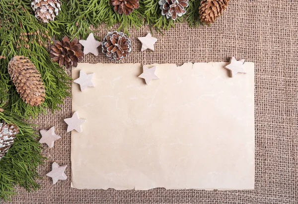 Régi papírlapot a Karácsonyi csendélet. — Stock Fotó