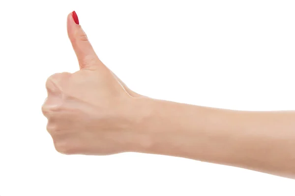 Prachtige vrouwelijke hand duim omhoog Ok. — Stockfoto