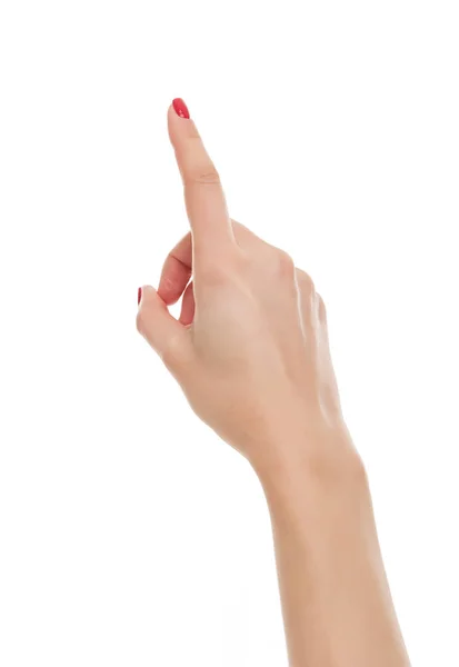 Женская рука указательным пальцем — стоковое фото