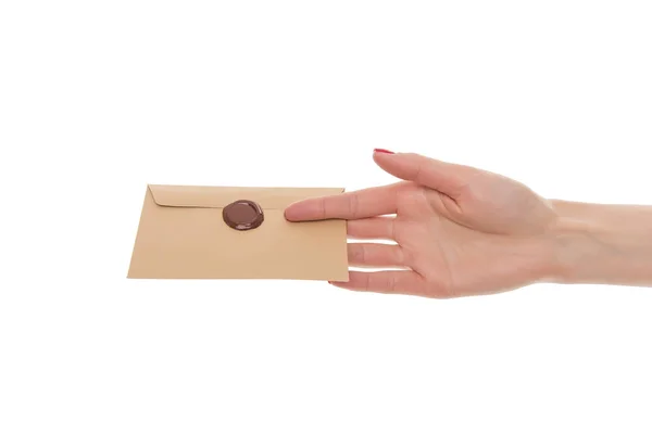 여성 손 보유 봉투. — 스톡 사진
