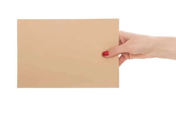 Γυναικείο χέρι κρατά ένα φάκελο. — Φωτογραφία Αρχείου