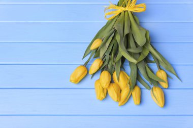 Mavi kurullarında Sarı laleler.