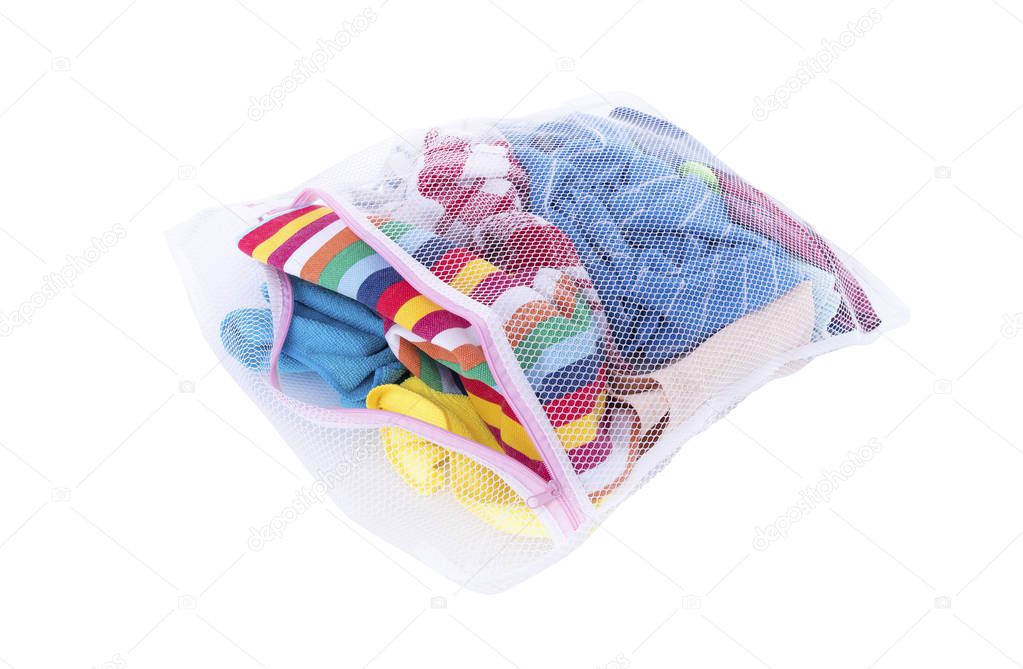 Laundry bag with clothes for washing.