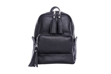 Siyah deri Bayan sırt çantası.