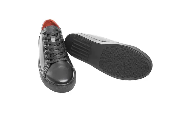 Zapatillas de cuero negro . — Foto de Stock