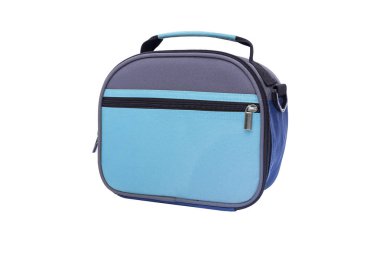 Beyaz bir arka plan üzerinde öğle yemeği için çanta.