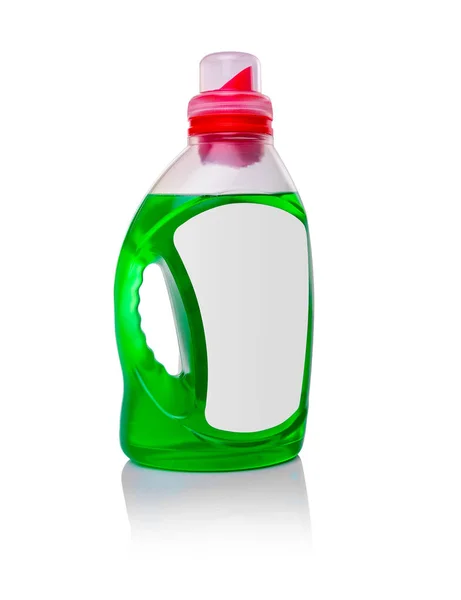 Plastikowa butelka z detergentem lub detergentem na białym tle. — Zdjęcie stockowe