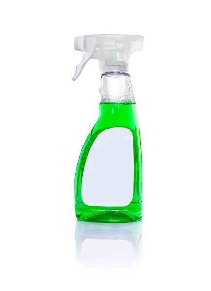 Fehér alapon mosó- vagy tisztítószerrel ellátott műanyag palack. — Stock Fotó
