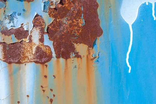 Oberfläche aus rostigem Eisen mit Resten alter Farbe, abgeplatzte Farbe, Texturhintergrund — Stockfoto