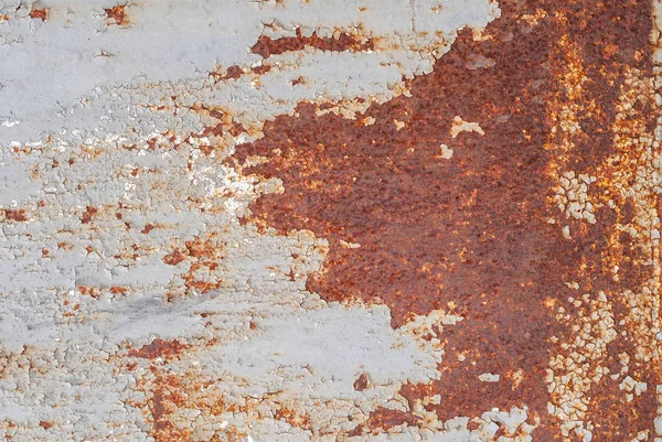 Surface of rusty iron with remnants of old paint, chipped paint, texture background — Stock Photo, Image