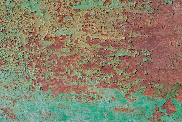 Superficie de hierro oxidado con restos de pintura vieja, superficie de metal grunge, fondo de textura — Foto de Stock