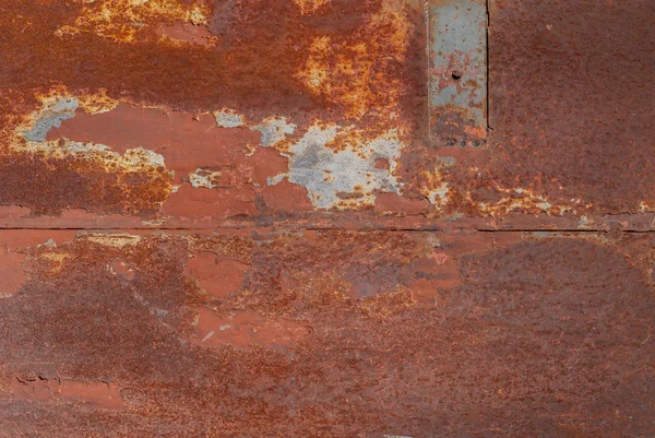 Geschilderde Ijzer Oppervlak Met Een Grote Roestig Metalen Corrosie Gechipt — Stockfoto