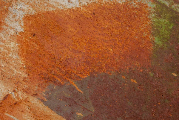 Bir büyük paslı ve metal korozyon, peeling ve arka plan veya doku olarak boya çatlama ile eski arka plan ile boyalı demir yüzey — Stok fotoğraf