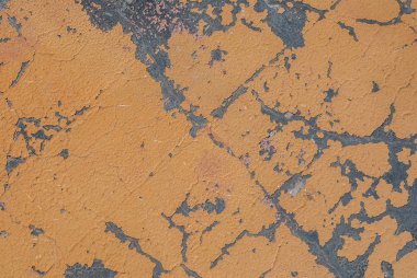 eski yontma sıva beton duvar, beton duvar eski, sarı doku, arka plan çatlaklar