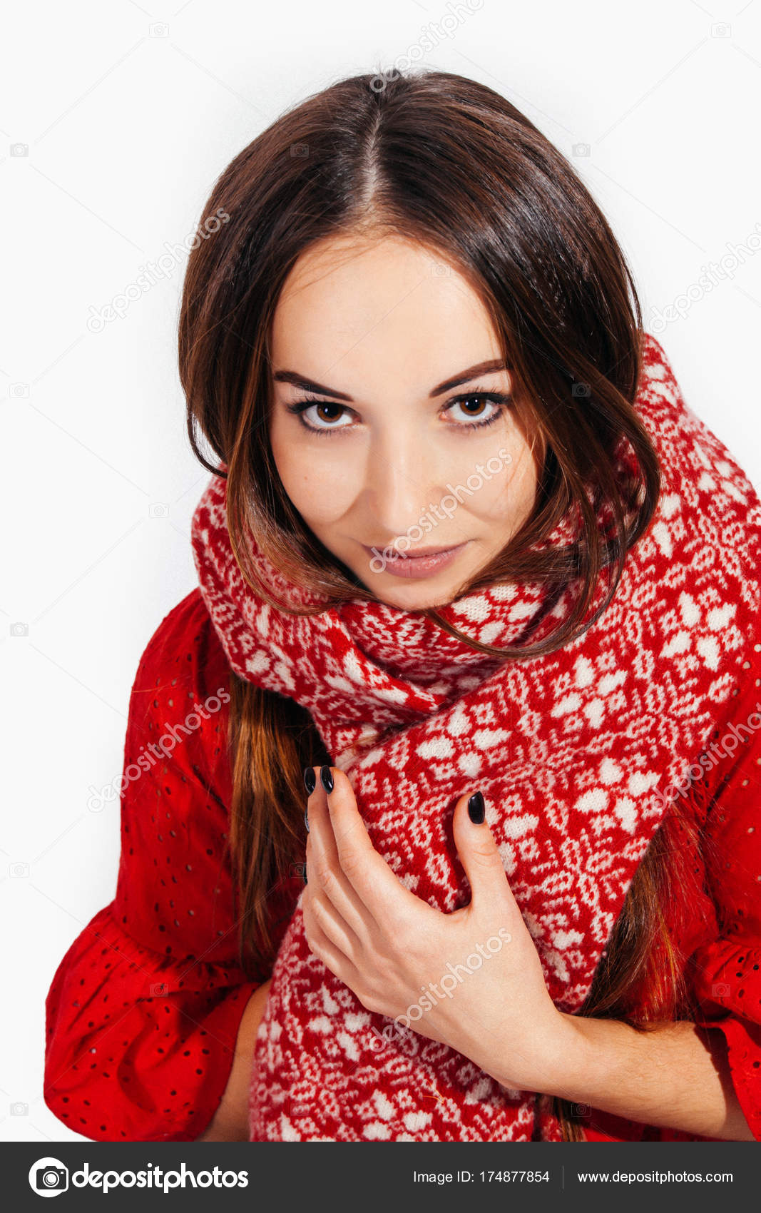 ladies red scarf
