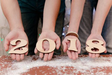 2018 un Noel sanat tasarım el rakamlar yılbaşı dekorasyon vintage yazma